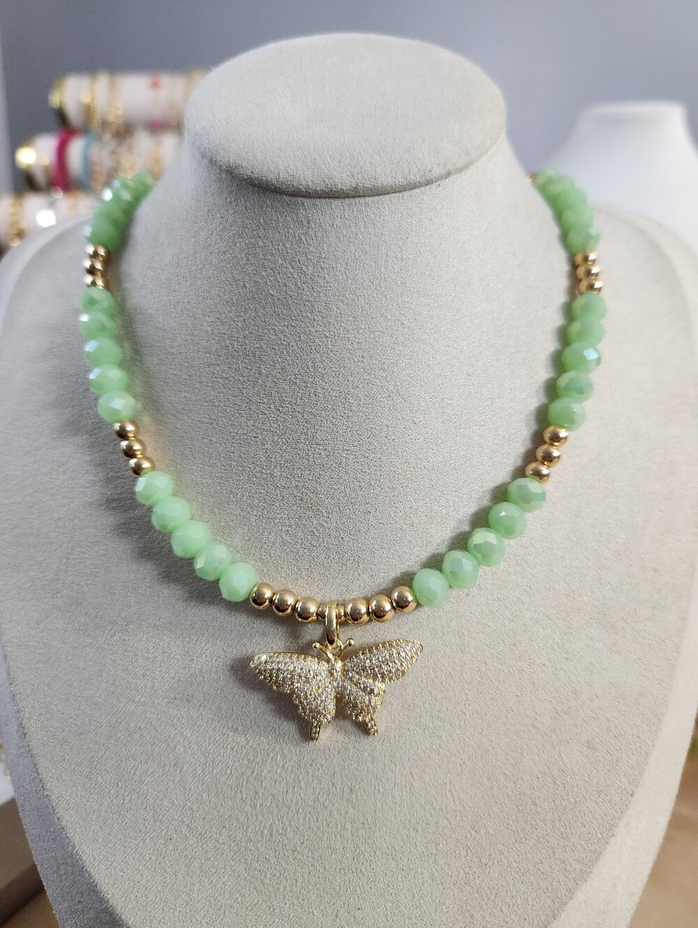 Handmade Butterfly Charm Beaded Necklace